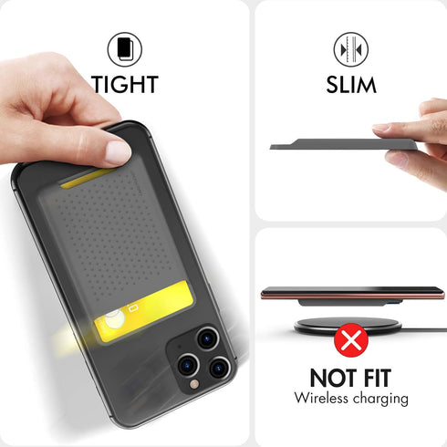 AHASTYLE Phone Card Holder Stick On, Slim Phone Wallet with Strong Adhesive Silicone Pouch for iPhone/Android (Deep