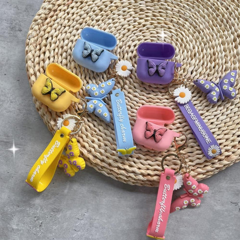 YQG Cute 3D Butterfly Case Cover for Airpods 3rd Gen 2021, Cartoon Liquid Silicone with Keychain