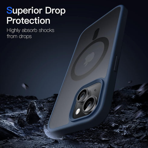 JETech Magnetic Phone Case for iPhone 14 6.1-Inch, Compatible with MagSafe, Slim Shockproof Translucent Matte Storm Blue