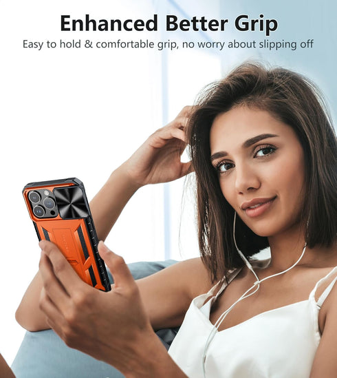 FNTCASE iPhone 15 Pro-Max Case, Military Grade Drop & Shock Protection with Kickstand, Rugged Textured Heavy Duty