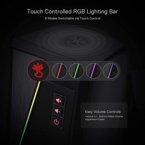Redragon GS520 RGB Desktop Speakers, 2.0 Channel PC Stereo Speaker, 6 Colorful LED Modes, USB Powered, 3.5mm Cable