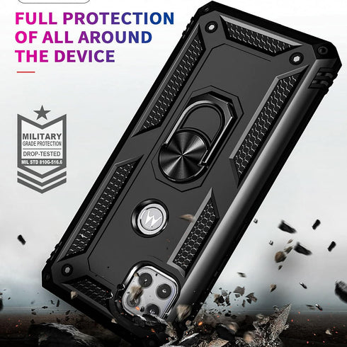 STARSHOP Compatible Motorola One 5G Ace Phone Case - Military Grade Shockproof Protective Cover with Tempered Glass