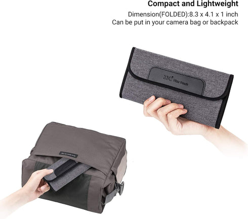 JJC 4 Pockets Lens Filter Case for Filters Up to 82mm, Foldout Filter Pouch with Microfiber Cleaning Cloth