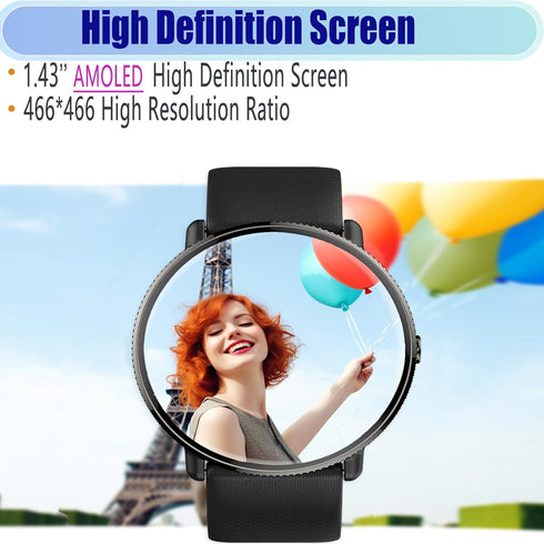 Goodatech 1.43" SmartWatch for Men and Women with Phone Call, IP68 Waterproof, Fitness Tracker
