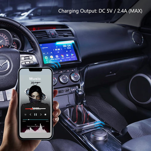 Bluetooth 5.0 Car Kit, AUX Adapter with Ground Loop Noise Isolator for Handsfree Calls and Music Streaming, Voice