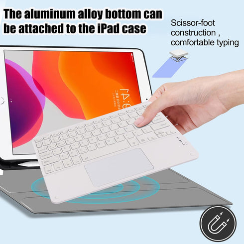 Wireless Bluetooth Keyboard, 10-inch Ultra-Slim 7 Color Backlight Keyboard with Touchpad, Rechargeable Portable