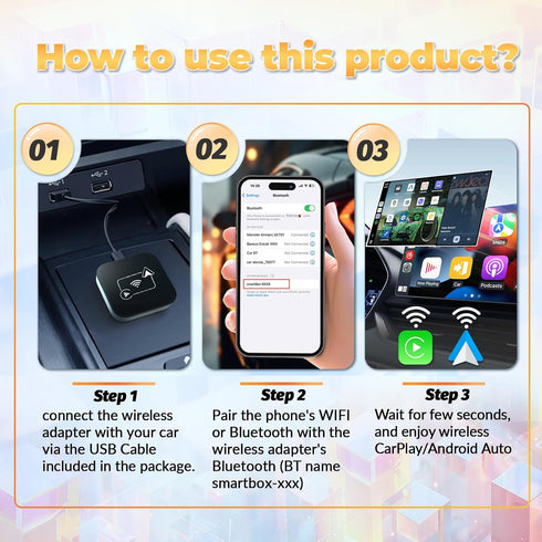 Wireless Carplay Adapter for Factory Wired Carplay/Android Auto, Fast Stable Connection Plug and Play Dongle for 2016+