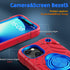 KCJ iPhone 13 & 14 Case - Shockproof, Military Grade Drop Protection, 6.1" with 2 Screen Protectors (Red+Blue)