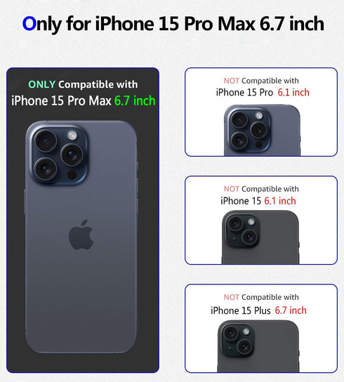 iPhone 15 Pro Max Case Waterproof, Built-in Screen Protection, IP68 Underwater, Military Dropproof, Purple