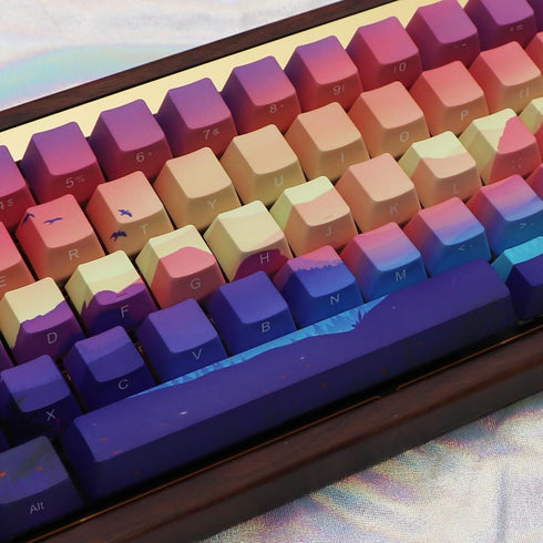 JSJT Keycaps 65 Percent-Side Printed Keycaps, 68 Keys Custom Keycaps, OEM Profile PBT Key Caps for Cherry MX Switches