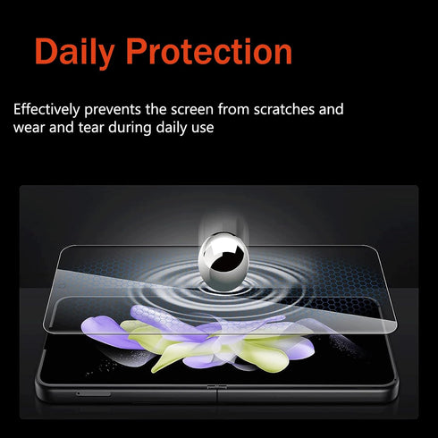 Screen Protector for Samsung Galaxy Z Flip 4, Clear Flexible TPU Film Full Coverage, 3 Pack