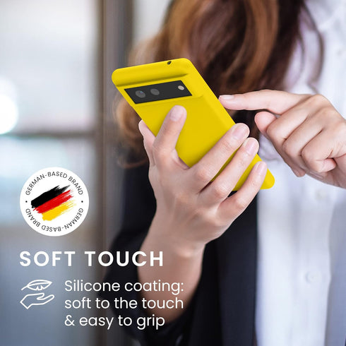 kwmobile TPU Silicone Case Compatible with Google Pixel 6, Soft Finish Phone Cover in Radiant Yellow