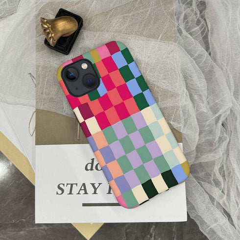 SEized iPhone 14 Case, Colorful Checkerboard, Durable Protection for Girl, Women, Boy, Men