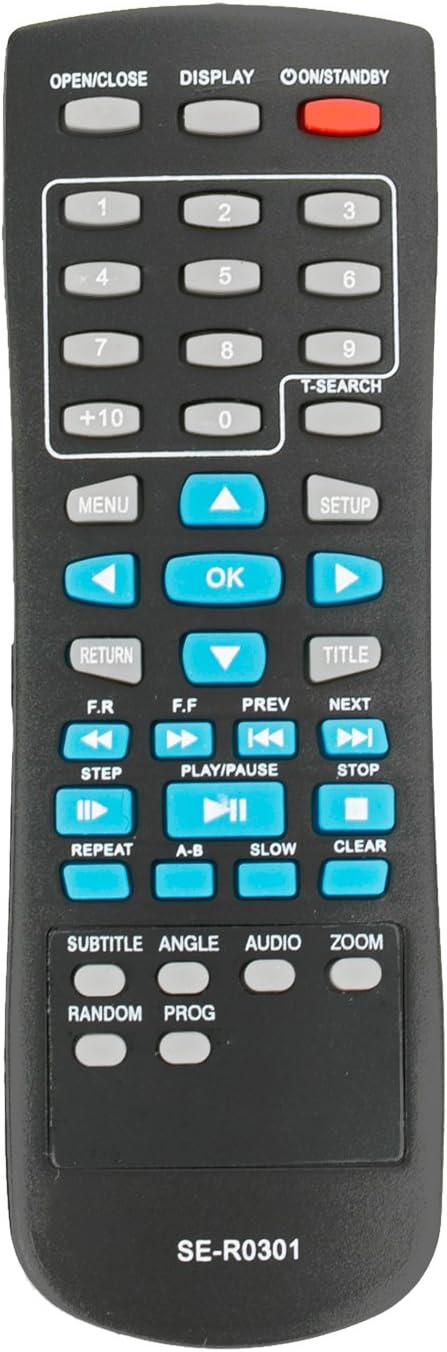 SE-R0301 Remote for Toshiba DVD SD-4100, SD-4200, SD-4300, SD-K780, SD-690KY, SD-590KY, and more