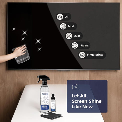 WELKIN Screen Cleaner Spray Kit (250ml + 60ml) - Cleaning Gel for TV, Laptop, Phone Touchscreen - 2 Sprayers & Cloth