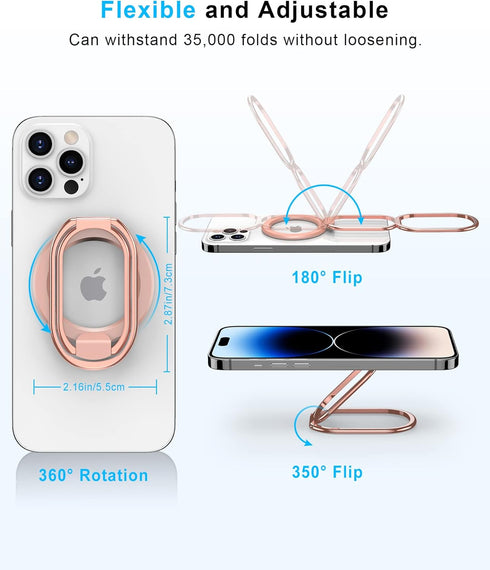 ?2024 Upgraded? SUPERONE Mag Safe Phone Ring Holder, Adjustable Magnetic Kickstand for iPhone 15/14/13/12 - Rose Gold