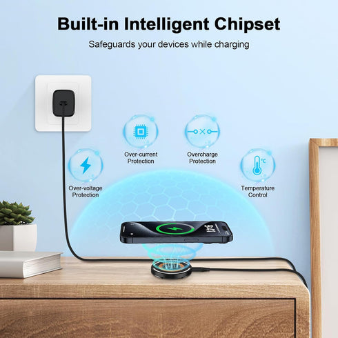 Magnetic Wireless Charger Stand MagSafe Pad for iPhone 15 14 13 12 Pro Max Plus SE, 15W Fast Charging Station for