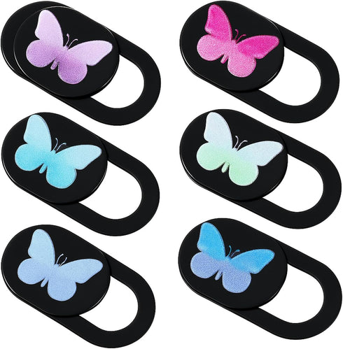 Qulkws 6 Pcs Webcam Cover Slide Butterfly Design Ultra-Thin Laptop Camera Cover 0.73''x0.35''