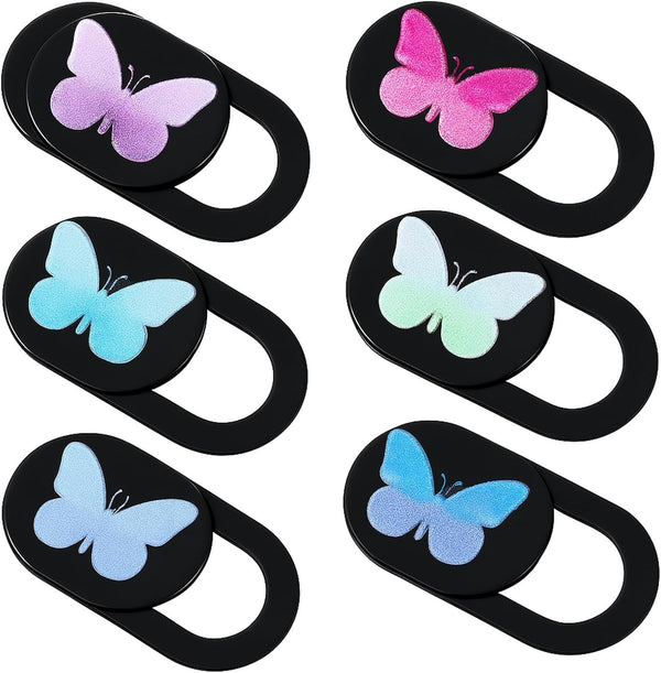 Qulkws 6 Pcs Webcam Cover Slide Butterfly Design Ultra-Thin Laptop Camera Cover 0.73''x0.35''