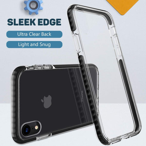 MATEPROX Clear Thin Slim Case for iPhone XR - Anti-Yellow, Anti-Slippery, Shockproof Bumper (Black)