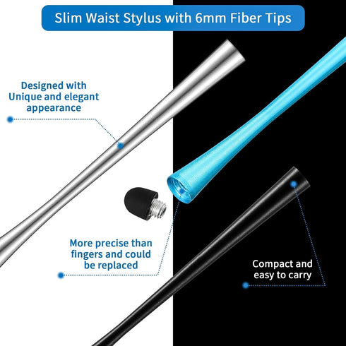 Outus 8 Pieces Waist Stylus Pens with 8 mm Rubber Tips, Compatible with iPhone, iPad, Tablet, 8 Colors