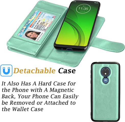 Moto G7 Power Wallet Case, for Motorola G7 Supra/XT1955/G7 Optimo Maxx, PU Leather ID Credit Card Holder Slots
