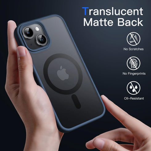 JETech Magnetic Phone Case for iPhone 14 6.1-Inch, Compatible with MagSafe, Slim Shockproof Translucent Matte Storm Blue