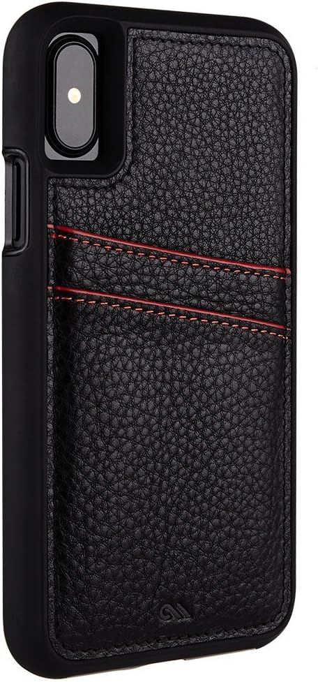 Case-Mate Tough ID Case for iPhone X - Leather Wallet, Slim Protective Design for iPhone 10 - Black
