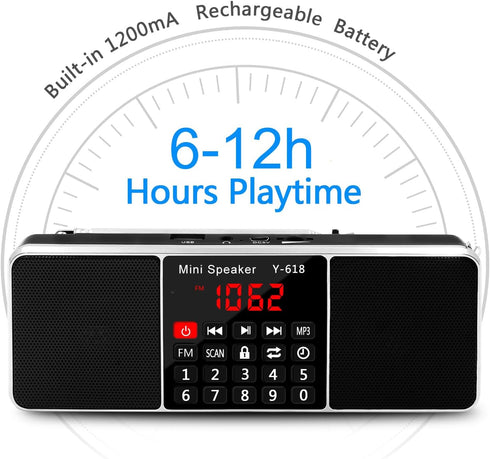 LEFON Multifunction Digital FM Radio Media Speaker MP3 Music Player with LED Screen, TF Card, USB Drive, Timing
