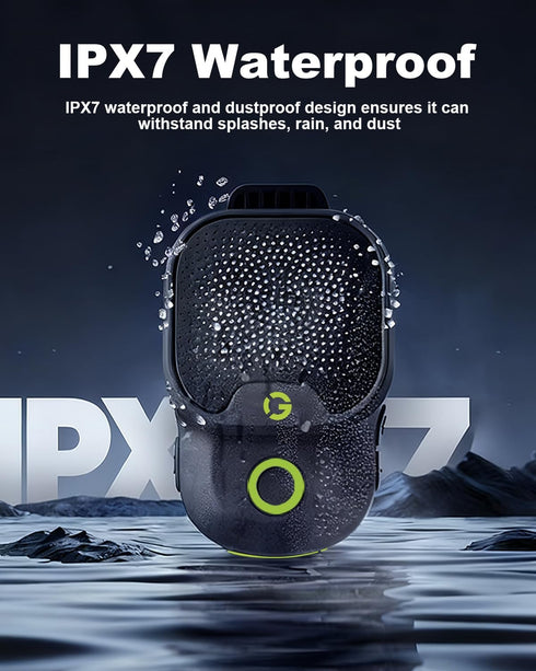 GOTOOLZ 5.4 12Hrs IPX7 Wearable Bluetooth Speaker, Bluetooth Clip On Wireless Speaker with Mic, TWS Function, Playtime