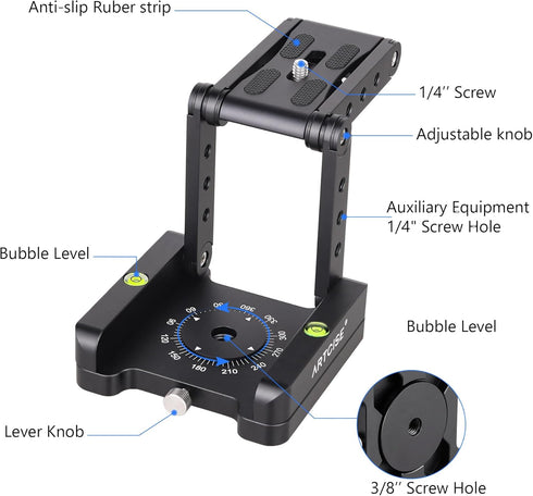 Z Flex Tilt Tripod Head, ARTCISE CNC Aluminum Alloy, All Metal Flexible Folding Z Pan, 360° Rotation for Canon Nikon