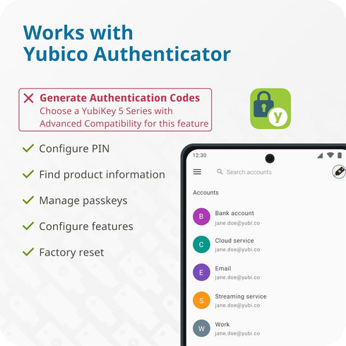 Yubico - Security Key NFC - Basic Compatibility - Multi-factor authentication (MFA) Security Key, Connect via USB-A