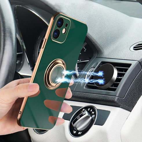 Omorro for Black iPhone 8 Plus/iPhone 7 Plus Case, Ring Holder with 360 TPU Rotation Kickstand, Glitter Plating Rose