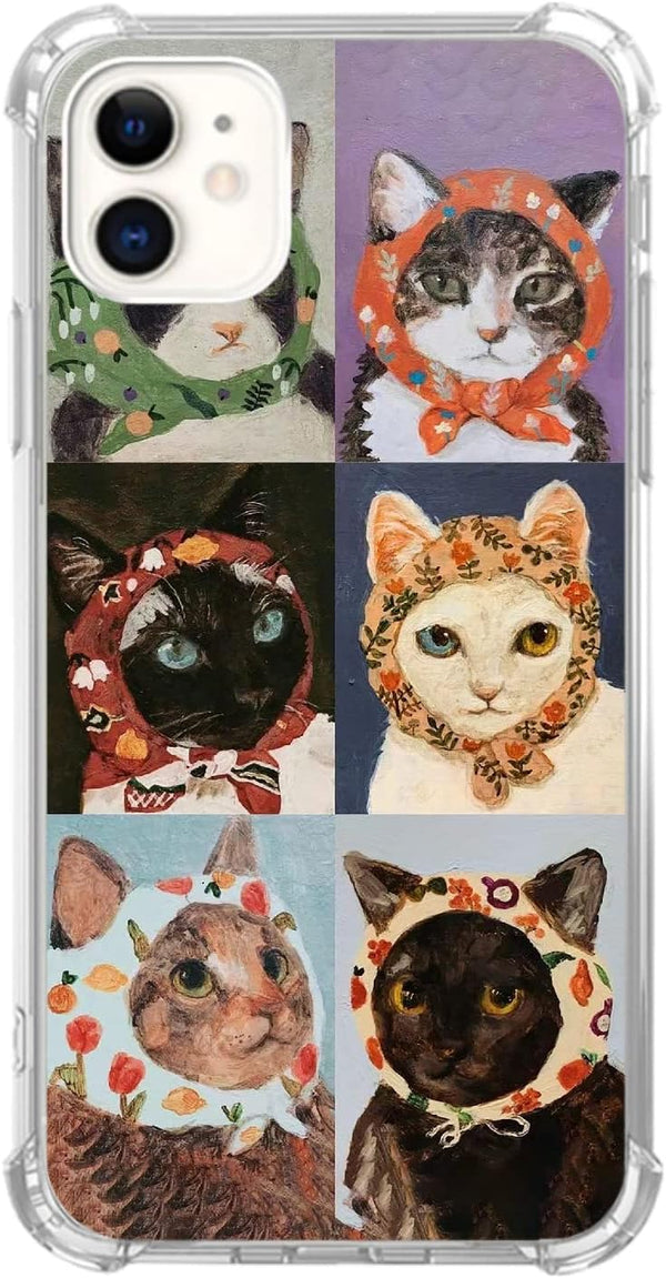 Cute Cat Painting Case for iPhone 12 and 12 Pro, Cool TPU Protective Phone Cover