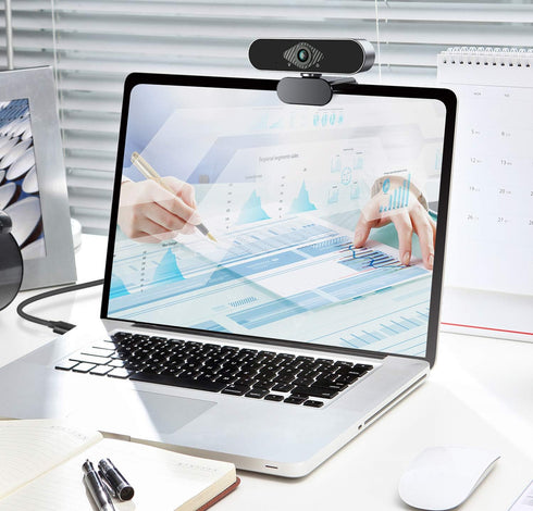 Wennyn 1080P 1080P 360 Webcam HD with Microphone & Privacy Cover, USB Web Cam with Live Streaming HD Video for Mac, PC