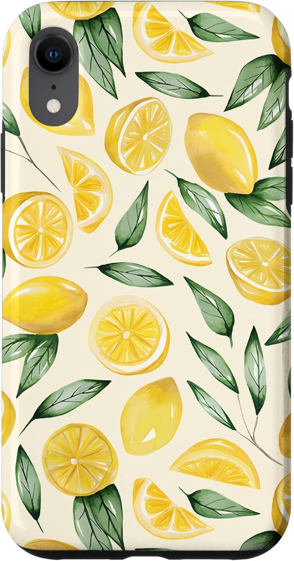 Lemon Citrus Tropical Fruit Decorations Designs Lemon Citrus Tropical Fruit Summer Watercolor Graphic Women Case for iPhone XR