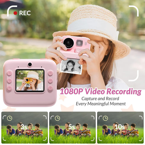 Mafiti Kids Camera Instant Print, 48MP Digital Selfie 1080P Video Camera with 32G TF Card for Girls Boys