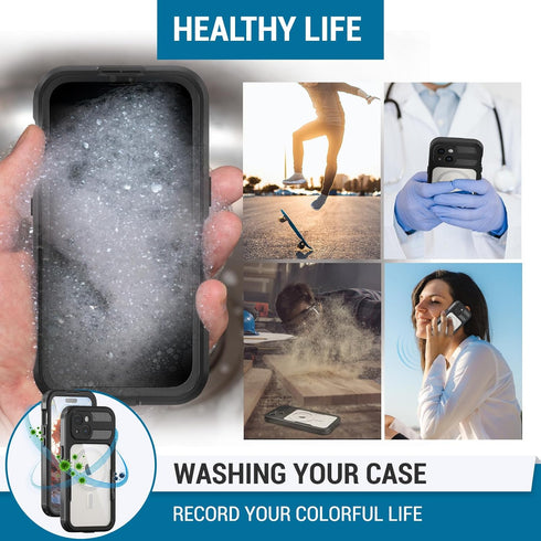 for iPhone 15 Case, IP68 Full-Body Rugged Waterproof Shockproof Protective Cover, Built-in 6H Screen Protector,