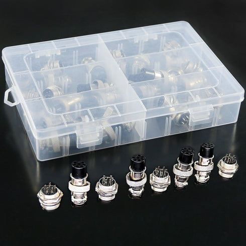 Hilitchi 32-Pieces Metal Aviation Wire Connector Plug Assortment Kit, 6 7 8 9 10 Pin 16mm Male Female