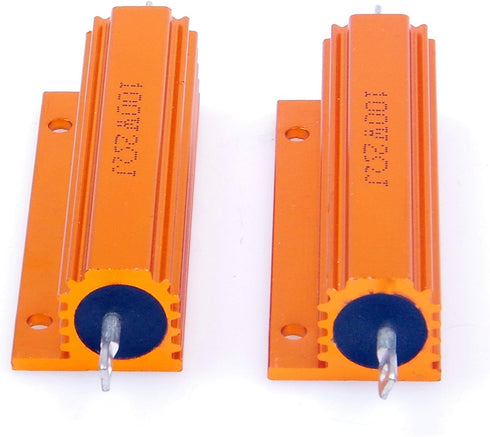 100 Watt 2 Ohm 5% Wirewound Resistor - Electronic Aluminium Shell Resistors Gold (Pack of 2)