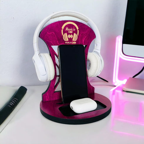 Wooden Headset Stand for Desk, Best Gifts for Music Lovers, Teen Girls, Daughters, Sisters, Girlfriends, Birthday Gifts