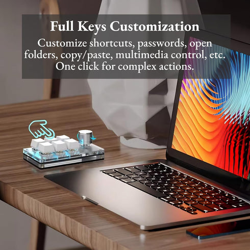 USB Mini Keypad, Customized Knobs Red Switch Macro Keyboard, Ergonomic Plug and Play for Desktop PC (6 Keys with 1 Knob)
