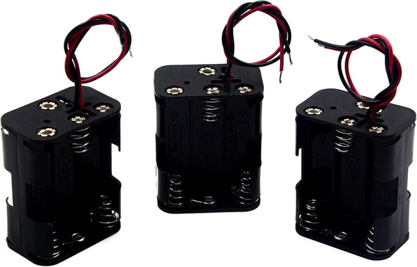 Pack of 3 AA Battery Holder, 6 AA Battery Holder with Leads, 9v AA Battery Holder