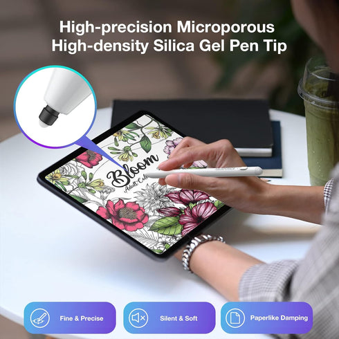 Tough Silicone Ball Nib Stylus for iPad, Soft Silent Writing, Non-Slip Tips for iPad Pro, iPad 9/8/7/6, iPad Air, Mini