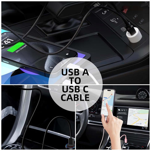 2 Pack 10ft USB A to USB C Cable for Airpods Pro 2nd, iPhone 15 15 Pro Max 15 Plus Car Carplay Data Cable, iPad USB C Cable 5th 10th Mini 6th Gen,MacBook Air,Samsung,Google,LG Charger Charging Cord