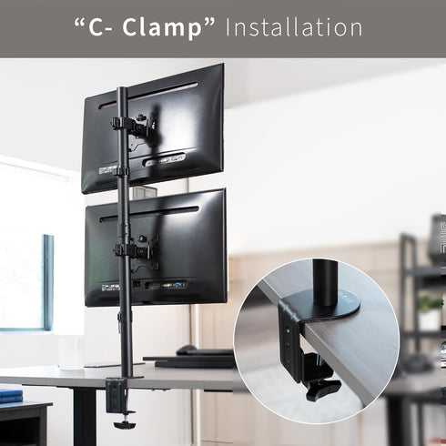 VIVO Dual Vertically Stacked Monitor Desk Mount, Adjustable Stand for 2 Ultrawides up to 34 inches