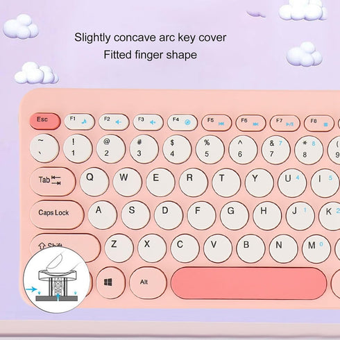 Mini Keyboard and Mouse Combo, Stylish Colorful Round Keycaps Mute Laptop Keyboard Mouse Set, Ergonomic Design for OS
