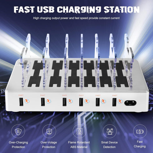 Charging Station, Multi Charging Station for Multiple Devices, 6 Ports USB Multi Phone Fast Charging Station for Cell