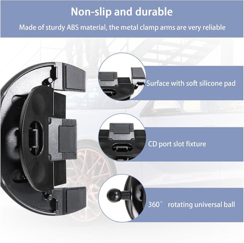 360 Degree Rotatable Car Phone Holder for CD Slot, Universal Cellphone Holder with One Hand Operation Design