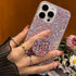 iPhone 15 Pro Max Glitter Bling Case, Pink Sparkle Cover with Ring Stand Holder for 6.7 inch